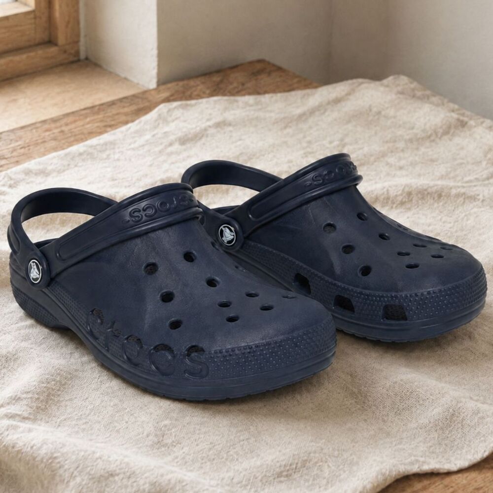 Navy blue Crocs, size 8